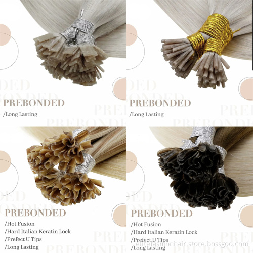U Tip Pre Bonded Remy Human Hair Extensions 100 Strands Per Package Nail Tip Italian Keratin Fusion Hairpiece